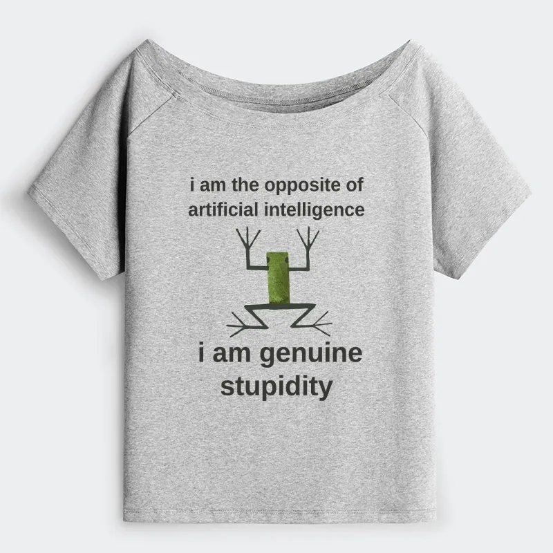 Tokyo-Tiger Genuine Stupidity Frog Meme Off Shoulder T-Shirt