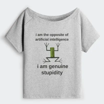 Tokyo-Tiger Genuine Stupidity Frog Meme Off Shoulder T-Shirt