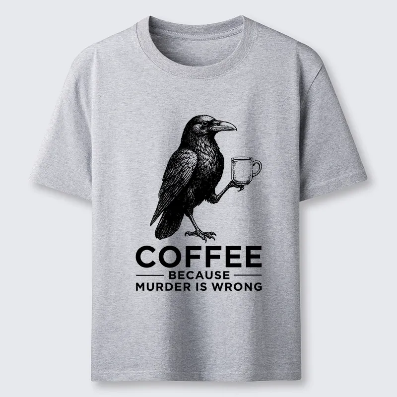 Tokyo-Tiger Raven Holding Coffee Life Mood Classic T-Shirt Sale