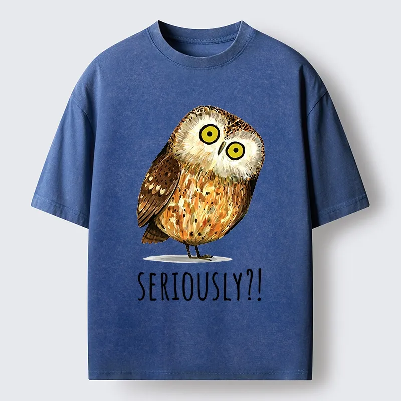 Tokyo-Tiger Seriously Confused Owl Meme Art Washed T-Shirt
