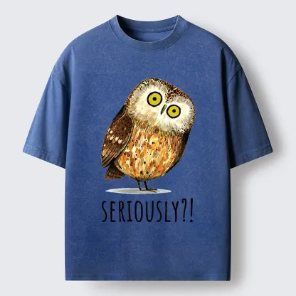 Tokyo-Tiger Seriously Confused Owl Meme Art Washed T-Shirt