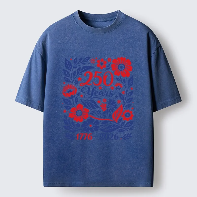 Tokyo-Tiger Floral 250 Years USA Celebration Washed T-Shirt