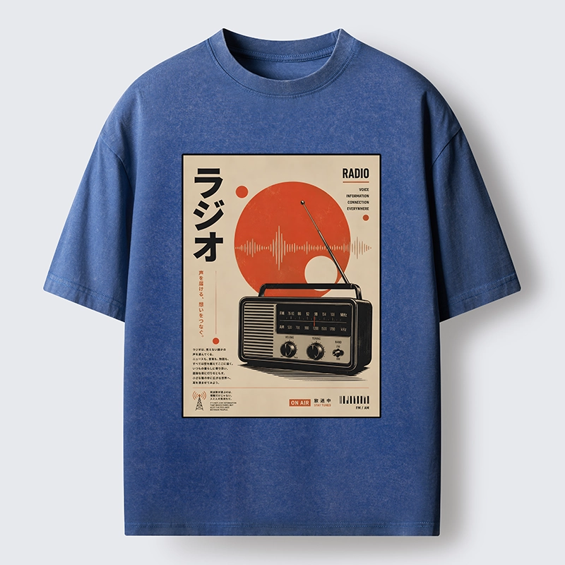Tokyo-Tiger Vintage Japanese Radio Poster Art Washed T-Shirt