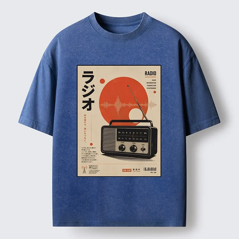 Tokyo-Tiger Vintage Japanese Radio Poster Art Washed T-Shirt
