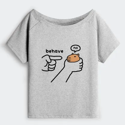 Tokyo-Tiger Dishonest Capybara Off Shoulder T-Shirt
