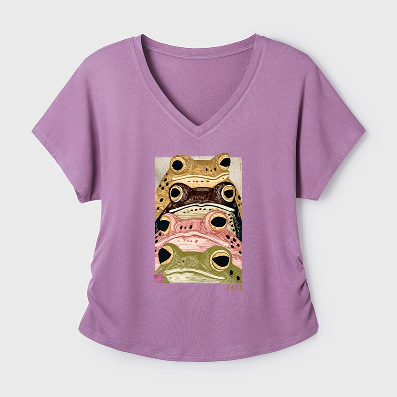 Tokyo-Tiger Whimsical Multi Colored Frog Art Modal Dolman Sleeve T-Shirt