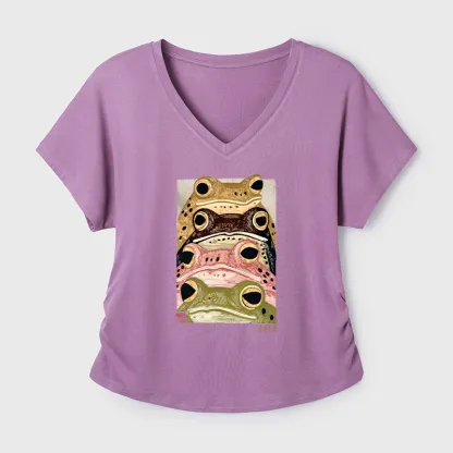 Tokyo-Tiger Whimsical Multi Colored Frog Art Modal Dolman Sleeve T-Shirt