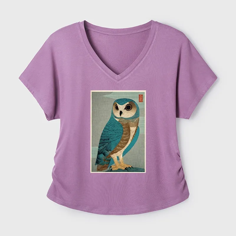 Tokyo-Tiger Vintage Owl Woodblock Art Modal Dolman Sleeve T-Shirt Sale