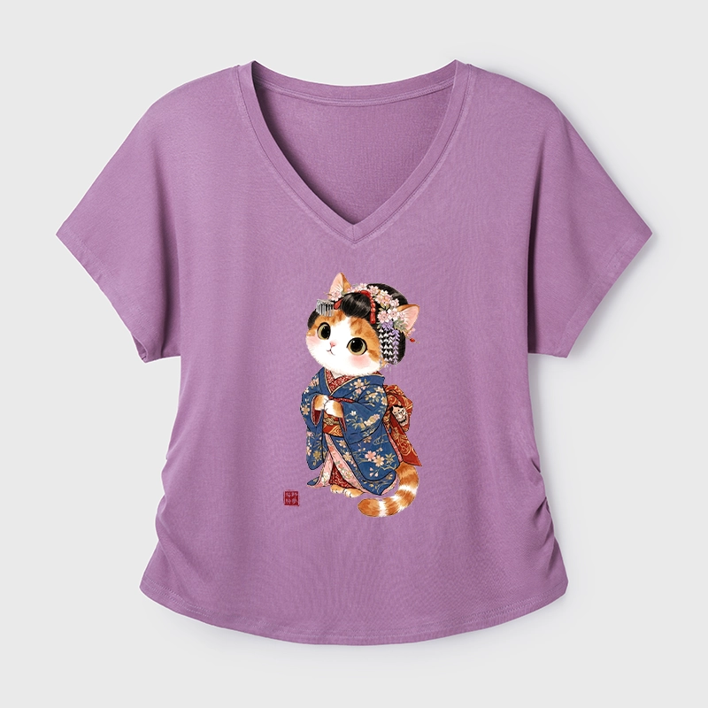 Tokyo-Tiger Cat Dressed As A Geisha Funny Modal Dolman Sleeve T-Shirt
