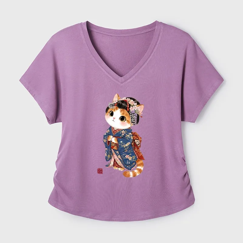 Tokyo-Tiger Cat Dressed As A Geisha Funny Modal Dolman Sleeve T-Shirt
