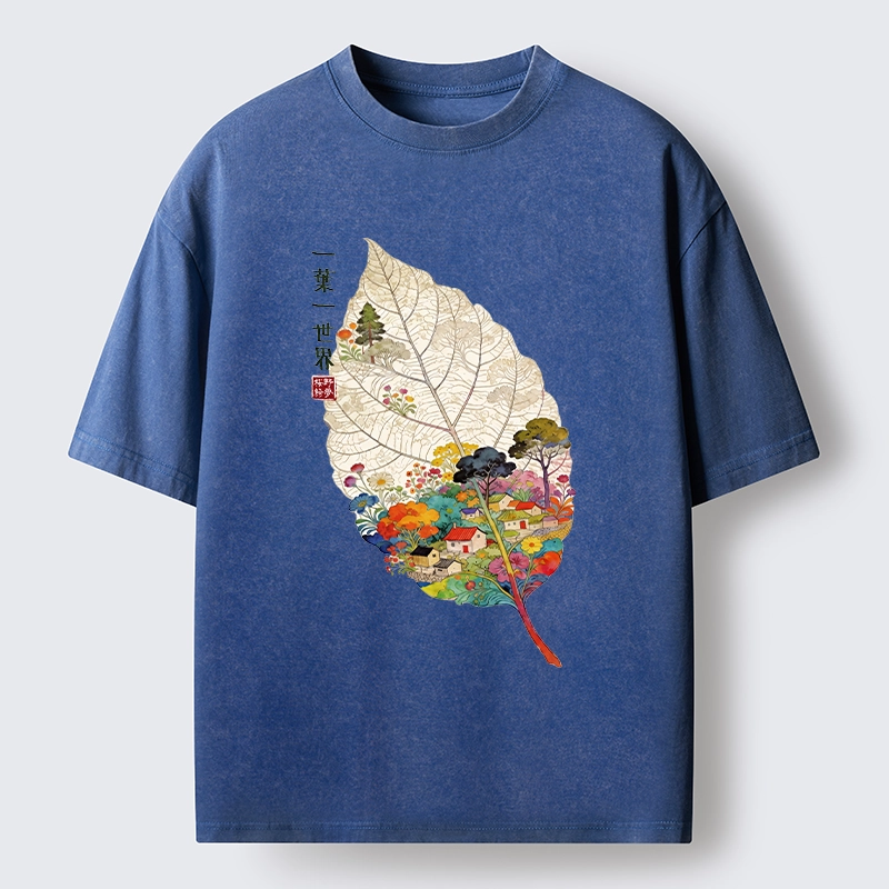 Tokyo-Tiger One Leaf Holds A Tiny Colorful World Washed T-Shirt