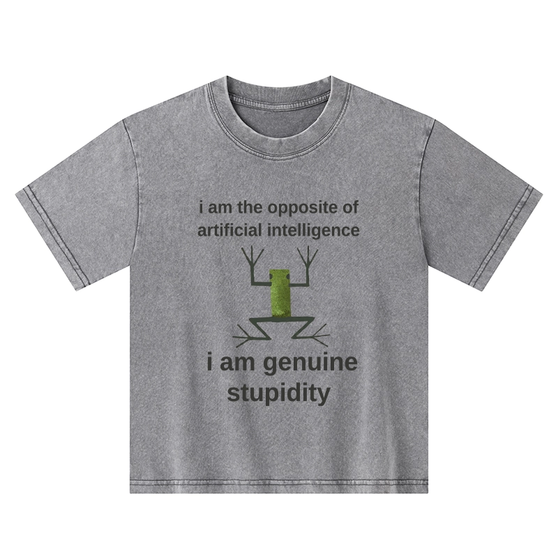 Tokyo-Tiger Genuine Stupidity Frog Meme Kids Washed T-Shirt