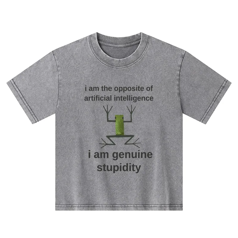 Tokyo-Tiger Genuine Stupidity Frog Meme Kids Washed T-Shirt