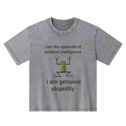 Tokyo-Tiger Genuine Stupidity Frog Meme Kids Washed T-Shirt