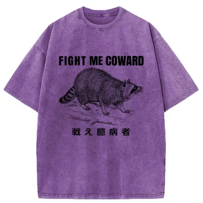 Tokyo-Tiger Fight Raccoon Japanese Washed T-Shirt
