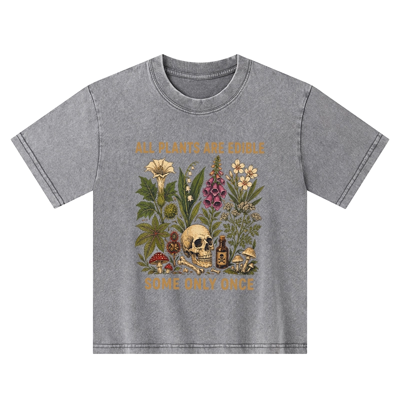 Tokyo-Tiger Edible Plants Some Only Once Joke Kids Washed T-Shirt