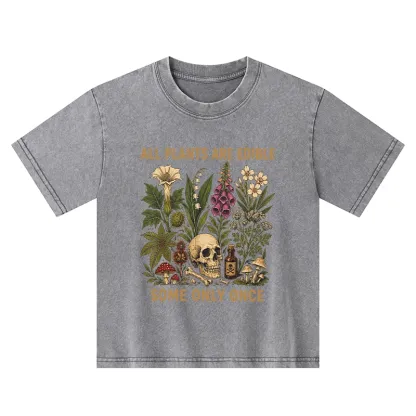 Tokyo-Tiger Edible Plants Some Only Once Joke Kids Washed T-Shirt