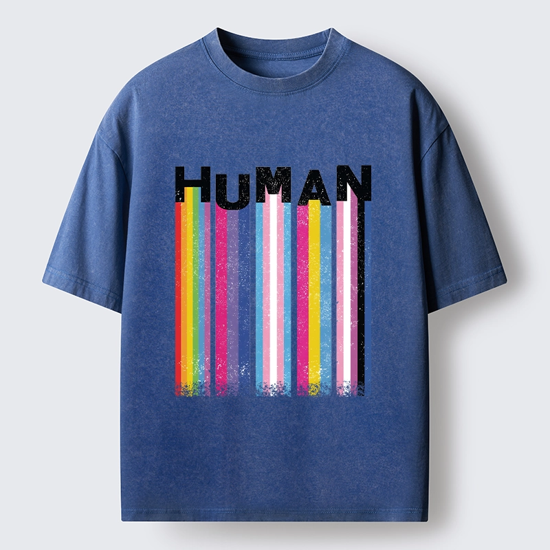 Tokyo-Tiger Rainbow Stripes Human Pride Washed T-Shirt