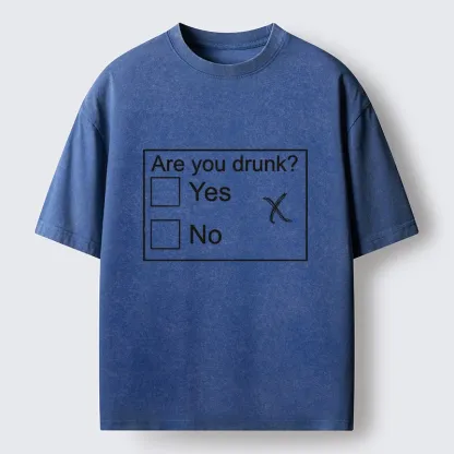 Tokyo-Tiger Confused Drunk Checkbox Graphic Washed T-Shirt