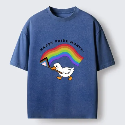 Tokyo-Tiger Funny Meme Duck Waves Pride Flag High Washed T-Shirt