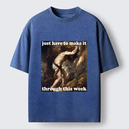 Tokyo-Tiger Sisyphus Struggles Through Busy Week Washed T-Shirt