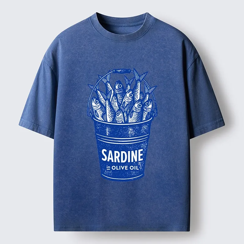 Tokyo-Tiger Vintage Bucket Full Of Fresh Sardines Washed T-Shirt