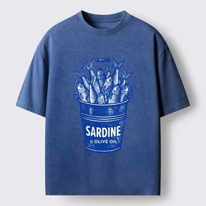 Tokyo-Tiger Vintage Bucket Full Of Fresh Sardines Washed T-Shirt