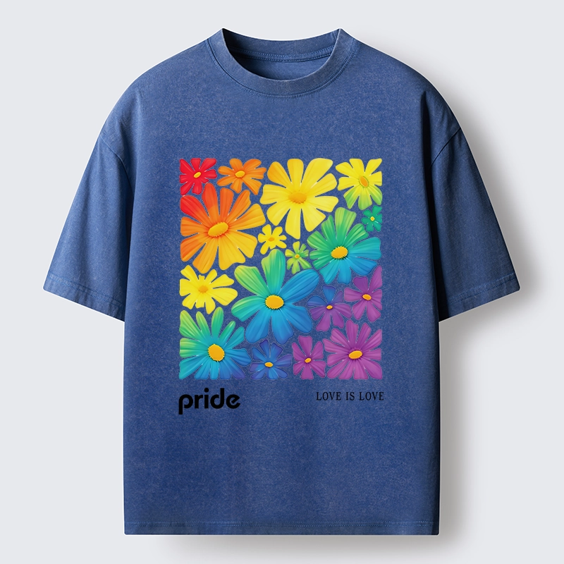 Tokyo-Tiger Colorful Blooms Honor Equal Loving Souls Washed T-Shirt