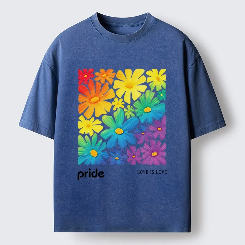 Tokyo-Tiger Colorful Blooms Honor Equal Loving Souls Washed T-Shirt