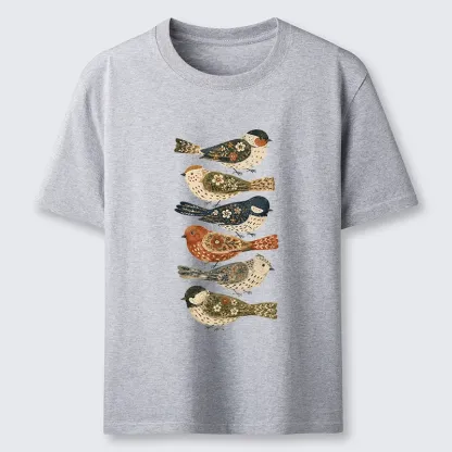 Tokyo-Tiger Colorful Folk Birds In Earthy Tones Classic T-Shirt