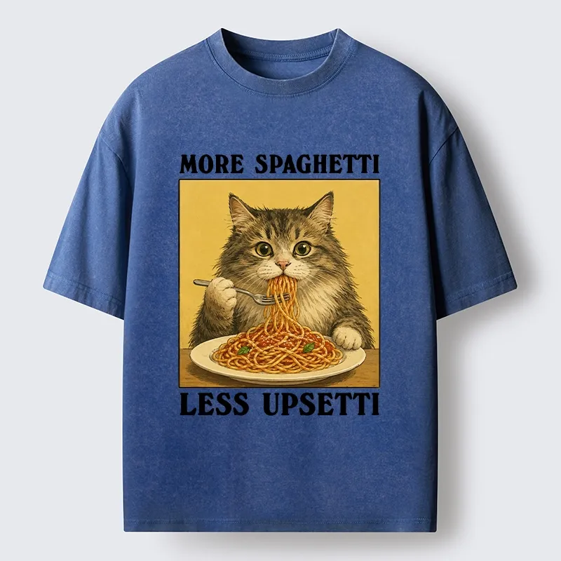 Tokyo-Tiger Cat Loves Eating Pasta Washed T-Shirt