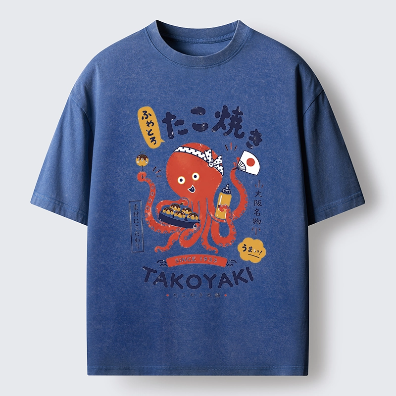 Tokyo-Tiger Cute Octopus Makes Fresh Takoyaki Washed T-Shirt