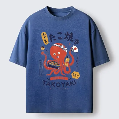 Tokyo-Tiger Cute Octopus Makes Fresh Takoyaki Washed T-Shirt