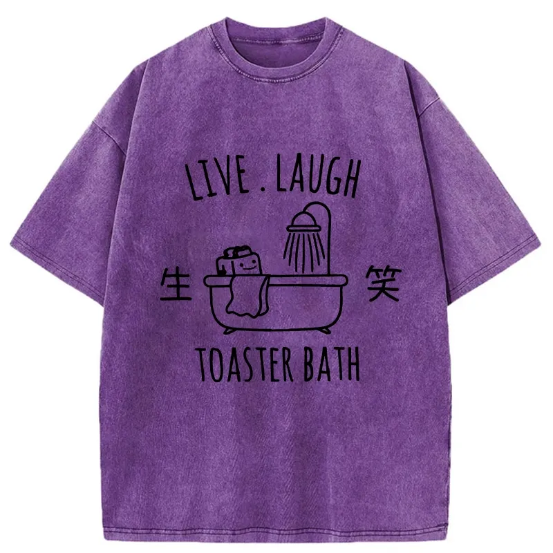 Tokyo-Tiger Live Laugh Toaster Bath Washed T-Shirt Sale