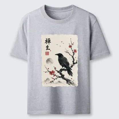 Tokyo-Tiger Zen Crow Resting On Red Plum Branch Classic T-Shirt