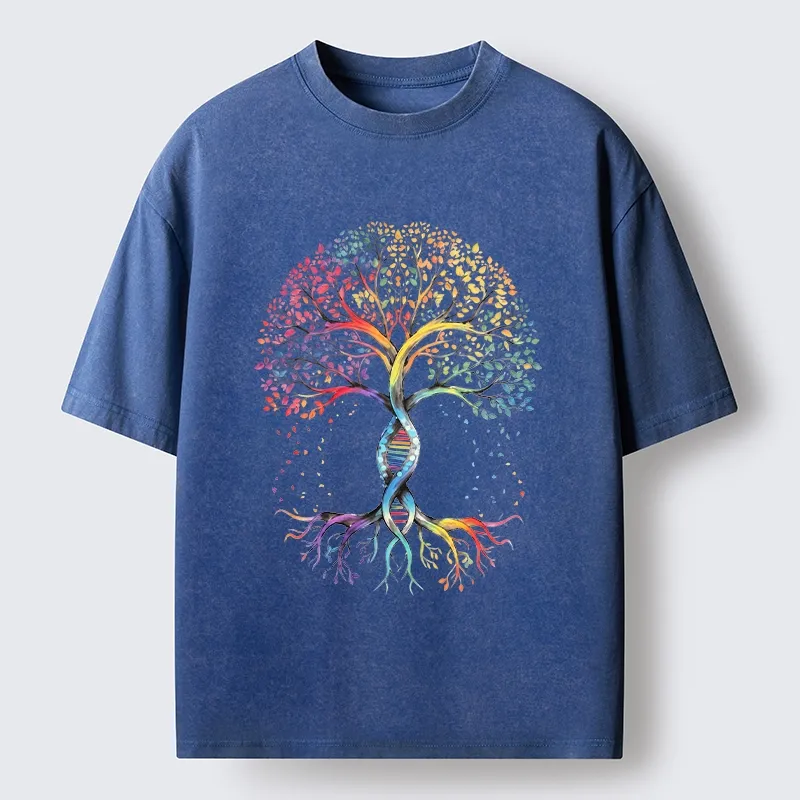 Tokyo-Tiger Watercolor Pride Tree Artwork Washed T-Shirt