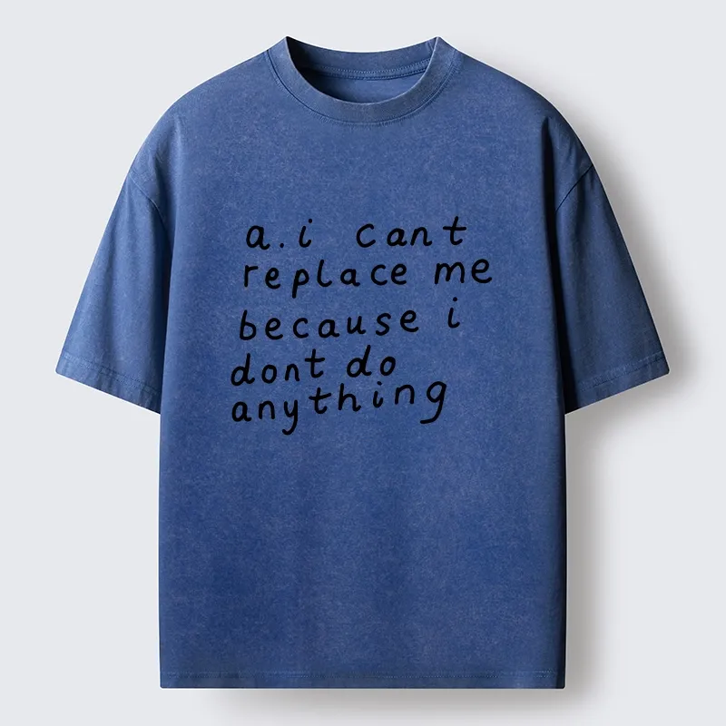 Tokyo-Tiger Funny Lazy Person AI Meme Washed T-Shirt