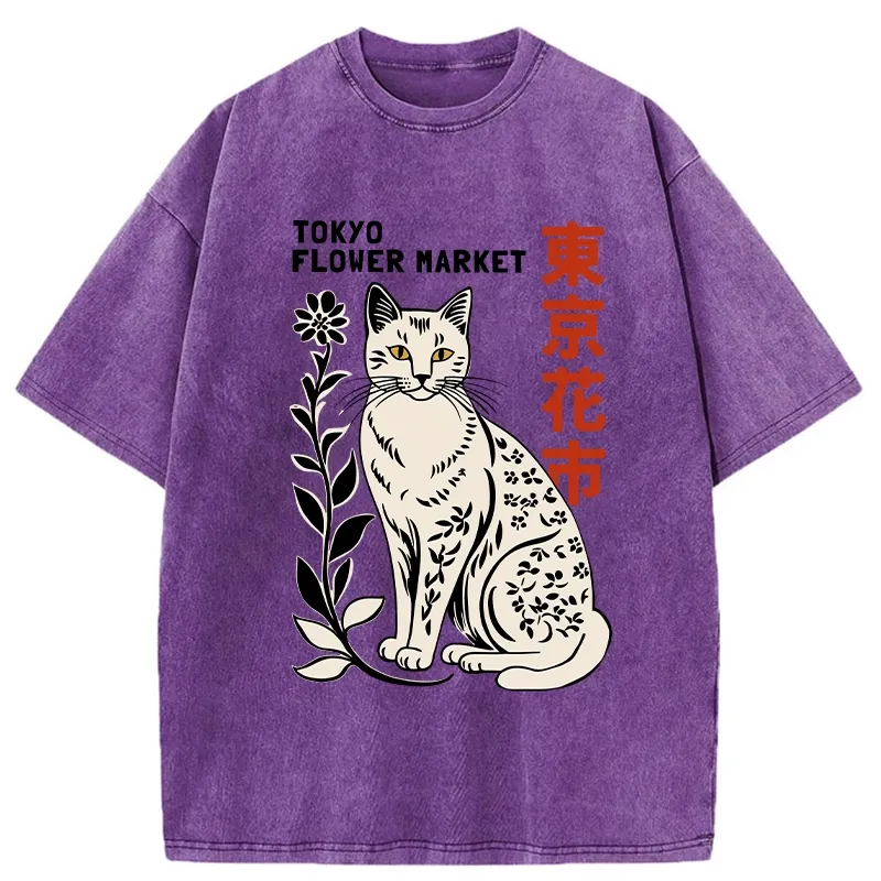 Tokyo-Tiger Flower Market Tokyo Washed T-Shirt