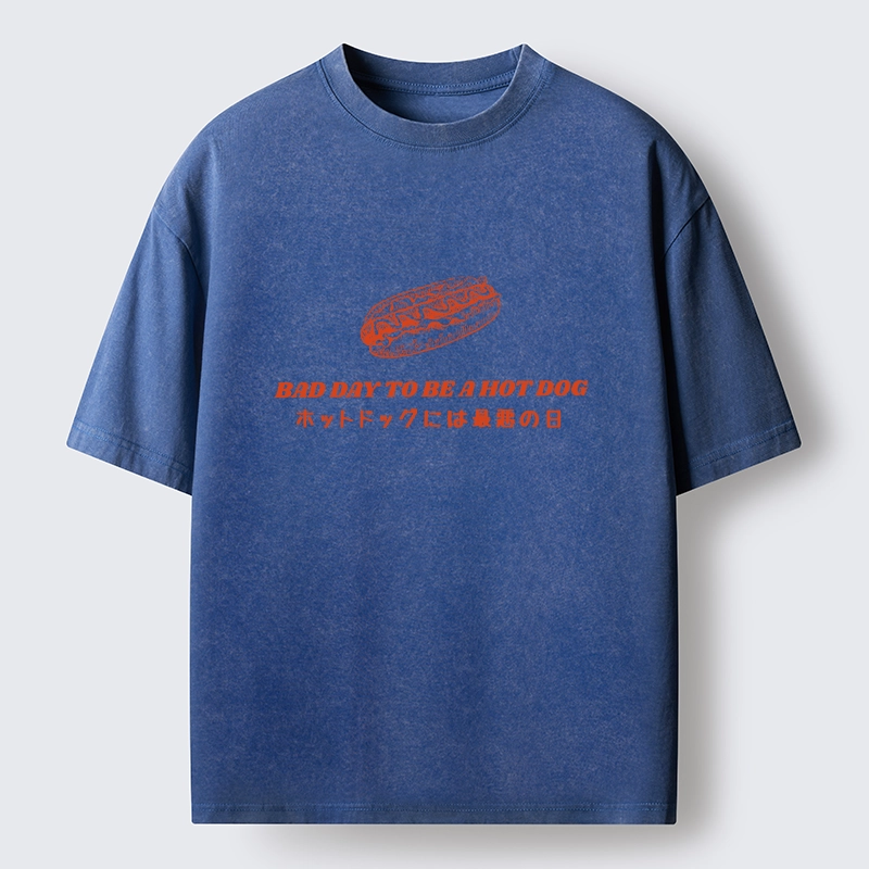 Tokyo-Tiger Vintage Hot Dog Humor Washed T-Shirt