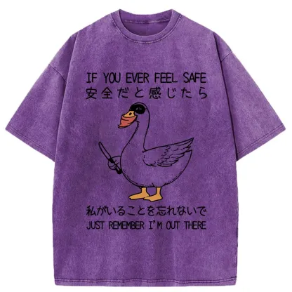 Tokyo-Tiger Funny Goose With Knife Washed T-Shirt