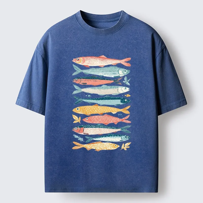 Tokyo-Tiger Beautiful Colorful Fish In The Sea Washed T-Shirt