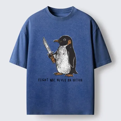 Tokyo-Tiger Do Not Test The Cold Penguin Washed T-Shirt