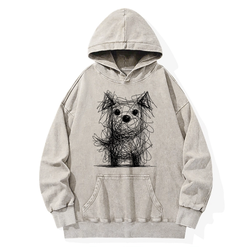Tokyo-Tiger Scruffy Dog Chaos Art Washed Hoodie