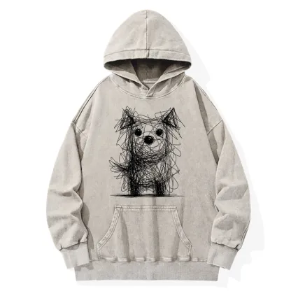 Tokyo-Tiger Scruffy Dog Chaos Art Washed Hoodie