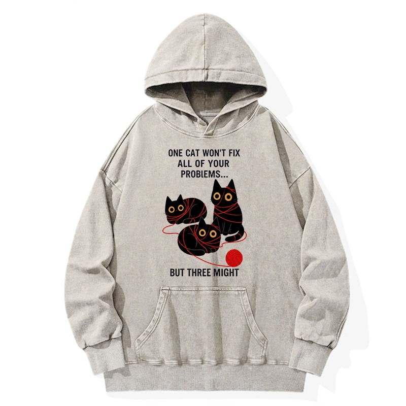 Tokyo-Tiger Three Cats Fix All Problems Washed Hoodie