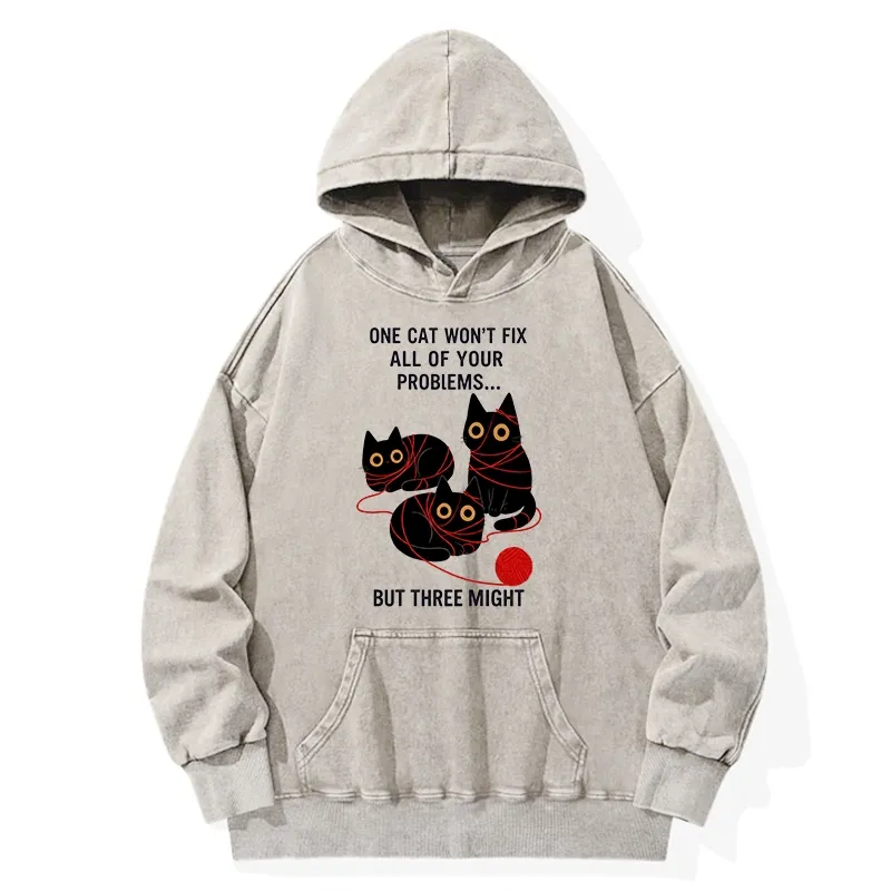 Tokyo-Tiger Three Cats Fix All Problems Washed Hoodie Sale