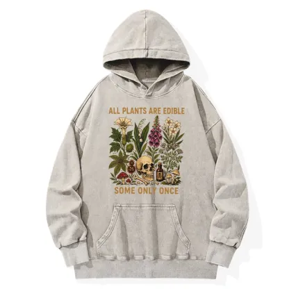 Tokyo-Tiger Edible Plants Some Only Once Joke Washed Hoodie