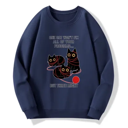 Tokyo-Tiger Three Cats Fix All Problems Classic Sweatshirt
