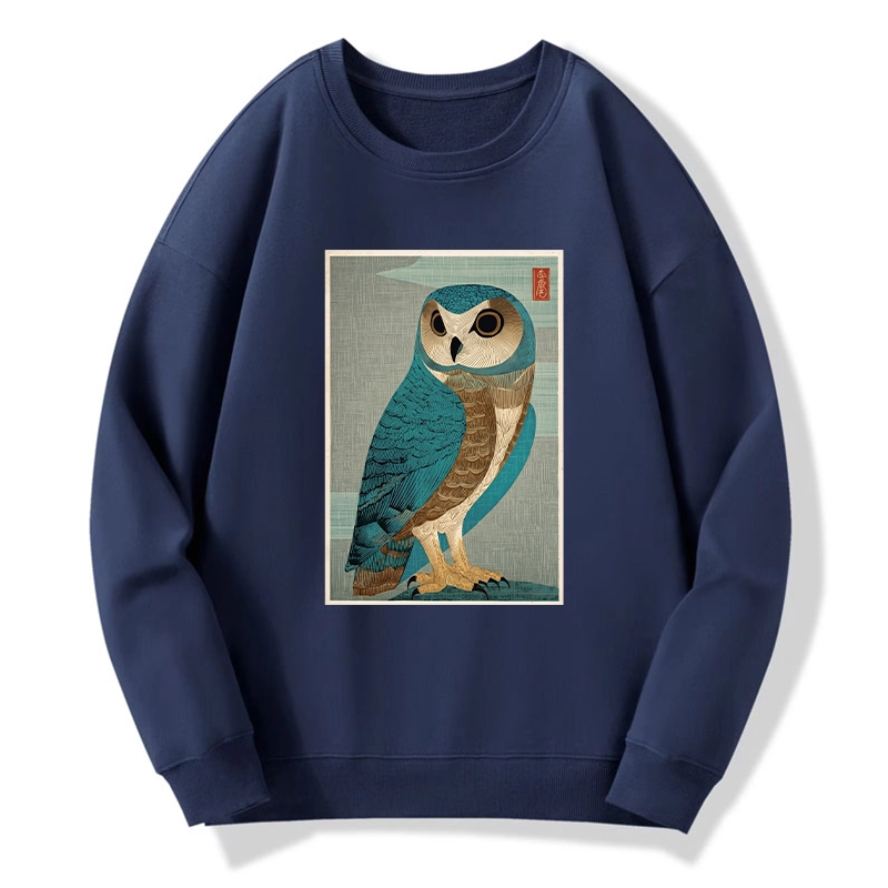Tokyo-Tiger Vintage Owl Woodblock Art Classic Sweatshirt