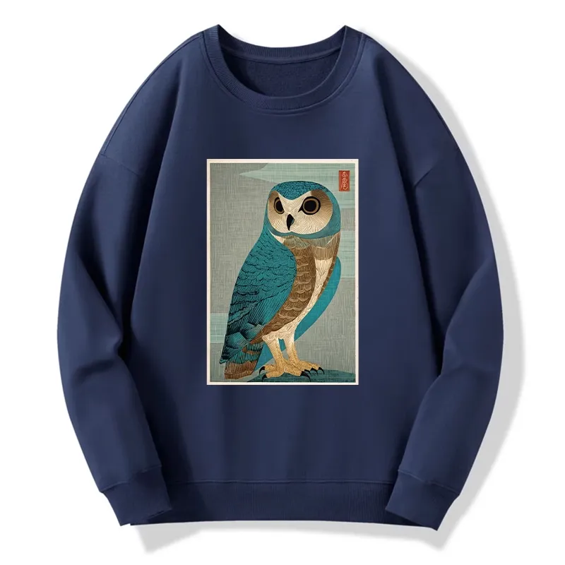 Tokyo-Tiger Vintage Owl Woodblock Art Classic Sweatshirt